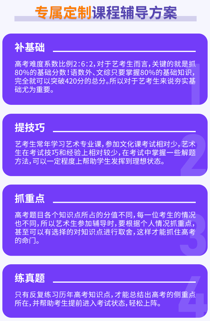 尖锋艺考生文化课辅导定制教学方案