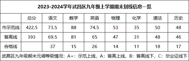 武昌区初三元调划线