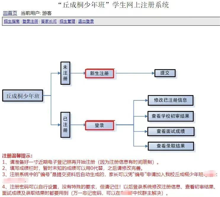 丘成桐少年班”网上注册系统